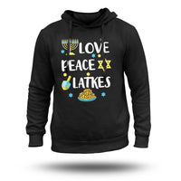 Love Peace Latkes Hanukkah Chanukah Jewish, Hanukkah Holiday Hoodie - Wonder Print Shop