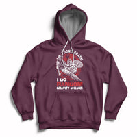 Maroon motocross biker hoodie with front graphic "Gravity Checks" and kangaroo pocket.