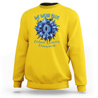 We Wear Blue Colon Cancer Awareness Month CRC Blue Ribbon Sunflower Sweatshirt - Wonder Print Shop