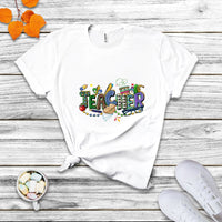 Mardi Gras Teacher Costume Teacher Day Carnival Mask Beads And Blings T Shirt - Wonder Print Shop