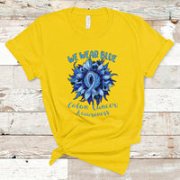 We Wear Blue Colon Cancer Awareness Month CRC Blue Ribbon Sunflower T Shirt - Wonder Print Shop