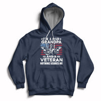 Navy veteran pride hoodie with chest graphic, front pocket, and drawstring hood