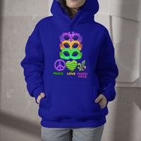 Peace Love Mardi Gras Mardi Gras Costume Carnival Mask Beads And Bling Hoodie - Wonder Print Shop