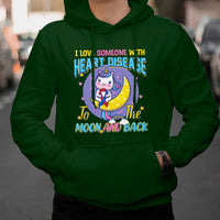 Unicorn I Love Someone With Heart Disease To The Moon & Back Hoodie - Wonder Print Shop