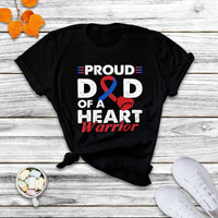 Dad Of A Heart Warrior CHD Congenital Heart Defect Awareness T Shirt - Wonder Print Shop
