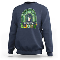 Happy Go Lucky Happy St. Patrick's Day Rainbow Shamrocks Sweatshirt - Wonder Print Shop