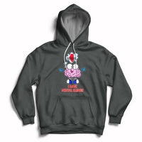 Charcoal pullover hoodie with hood, front pocket, and mental Illinois graphic print.