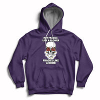 Purple floral skull hoodie with front graphic, drawstring hood, and kangaroo pocket