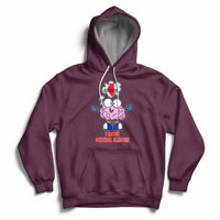 Maroon pullover hoodie with hood, front pocket, and mental Illinois graphic print.