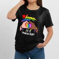 Love is A Human Right LGBTQ Rainbow Heart Gay Pride, LGBT T Shirt - Wonder Print Shop