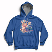 Royal blue women’s hoodie with floral bouquet graphic and “Happy Mother Day” text on chest