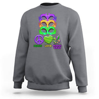 Peace Love Mardi Gras Mardi Gras Costume Carnival Masks Sweatshirt - Wonder Print Shop