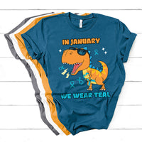 In January We Wear Teal Cervical Cancer Awareness T Shirt - Wonder Print Shop