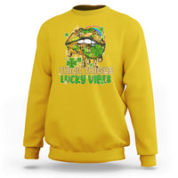 Thick Thighs Lucky Vibes Funny St Patrick's Day Leopard Lips Sweatshirt - Wonder Print Shop