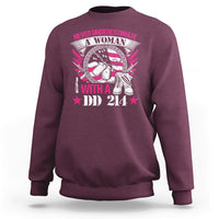 Never Underestimate A Woman With DD214 Proud Womens Veteran Sweatshirt - Wonder Print Shop