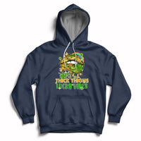 Thick Thighs Lucky Vibes Funny St Patrick's Day Leopard Lips Hoodie - Wonder Print Shop