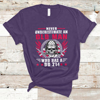 Never Underestimate An Old Man Who Has A DD214 Skull Soldier T-Shirt - Wonder Print Shop