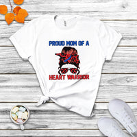 Messy Bun Mom Of A Heart Warrior CHD Congenital Heart Defect T Shirt - Wonder Print Shop