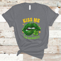 Kiss Me I'm Naughty Irish St. Patricks Shamrock Leopard Lips T-Shirt - Wonder Print Shop
