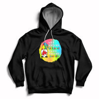 Black autism support hoodie with gnome graphic and front kangaroo pocket