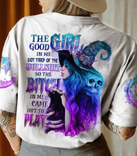 The Good Girl In Me Got Tired Skull Witch Halloween T Shirt - Wonder Print Shop