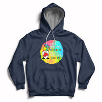 Navy autism support hoodie with gnome graphic and front kangaroo pocket