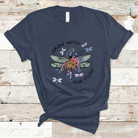 Grow With The Flow Mystical Floral Dragonfly Transformation Embrace Change T-Shirt - Wonder Print Shop