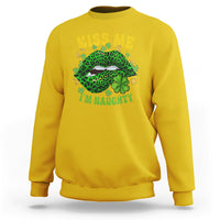 Kiss Me I'm Naughty Irish St. Patricks Shamrock Leopard Lips Sweatshirt - Wonder Print Shop