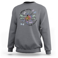 Grow With The Flow Mystical Floral Dragonfly Transformation Embrace Change Sweatshirt - Wonder Print Shop