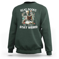 Read Books Be Kind Stay Weird Funny Book Lover Skull Skeleton Sweatshirt - Wonder Print Shop