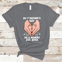 My First Mother's Day As a Mommy Cute Pregnancy Announcement Mother's Hands Baby's Feet T Shirt - Wonder Print Shop