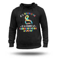 All Behavior Is A Form Of Communication Autism Ribbon, Awareness Hoodie - Wonder Print Shop
