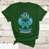 I Wear Teal For My Mom Shirt Cervical Cancer Awareness T Shirt - Wonder Print Shop