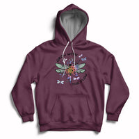 Grow With The Flow Mystical Floral Dragonfly Transformation Embrace Change Hoodie - Wonder Print Shop