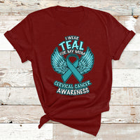 I Wear Teal For My Mom Shirt Cervical Cancer Awareness T Shirt - Wonder Print Shop
