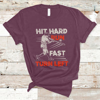 Hit Hard Run Fast Turn Left Baseball Softball Fan Player T-Shirt - Wonder Print Shop