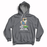 Charcoal cat graphic hoodie with drawstring hood and front kangaroo pocket