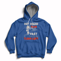 Hit Hard Run Fast Turn Left Baseball Softball Fan Player Hoodie - Wonder Print Shop