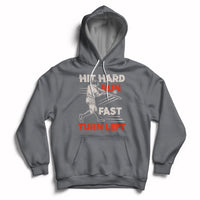 Hit Hard Run Fast Turn Left Baseball Softball Fan Player Hoodie - Wonder Print Shop