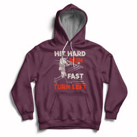 Hit Hard Run Fast Turn Left Baseball Softball Fan Player Hoodie - Wonder Print Shop