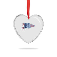 1st Grade Teacher Pennant US Flag Back to School Heart Crystal Glass Ornament