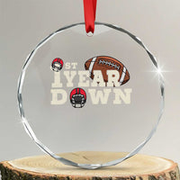 1st Year Down Football Crystal Glass Ornament Touchdown One First Birthday Infant Baby Boy TS10