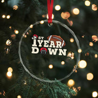 1st Year Down Football Crystal Glass Ornament Touchdown One First Birthday Infant Baby Boy TS10
