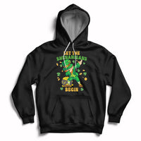 Black St. Patrick's Day hoodie with hood, kangaroo pocket, dabbing leprechaun graphic