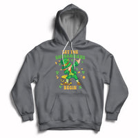 Charcoal heather St. Patrick's Day hoodie with hood, kangaroo pocket, dabbing leprechaun graphic