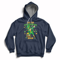 Navy St. Patrick's Day hoodie with hood, kangaroo pocket, dabbing leprechaun graphic