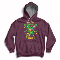 Maroon St. Patrick's Day hoodie with hood, kangaroo pocket, dabbing leprechaun graphic
