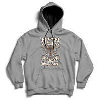 Gray nurse-themed hoodie with front graphic, pullover hood and drawstrings