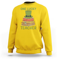 One Lucky Teacher St Patricks Day Lepreachaun Shamrock Books Sweatshirt - Wonder Print Shop