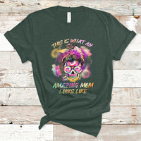 Womens This Is What An Amazing Mom Looks Like Messy Bun Funny Mother's Day Gift T Shirt - Wonder Print Shop